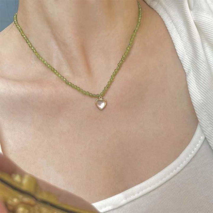 Collier avec pendentif en métal et cristal naturel Olivenorma