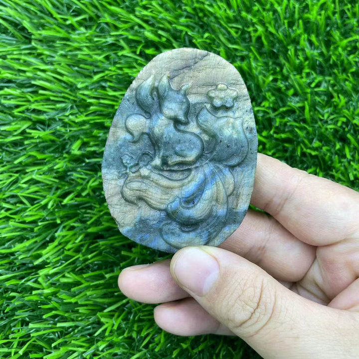 Sculpture en labradorite naturelle Olivenorma , dragon volant, décoration d'intérieur