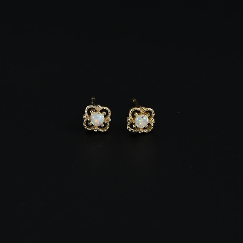 Boucles d'oreilles rhombiques délicates en opale vintage Olivenorma 
