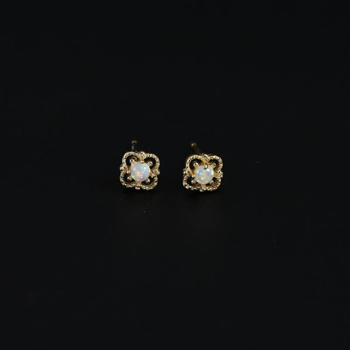 Boucles d'oreilles rhombiques délicates en opale vintage Olivenorma 