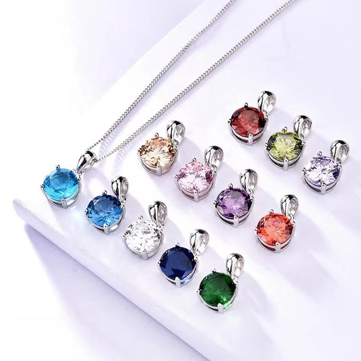 Collier pendentif à quatre griffes en zircon multicolore Olivenorma 