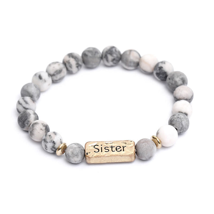Bracelet gravé avec pierres précieuses naturelles Olivenorma Sister 