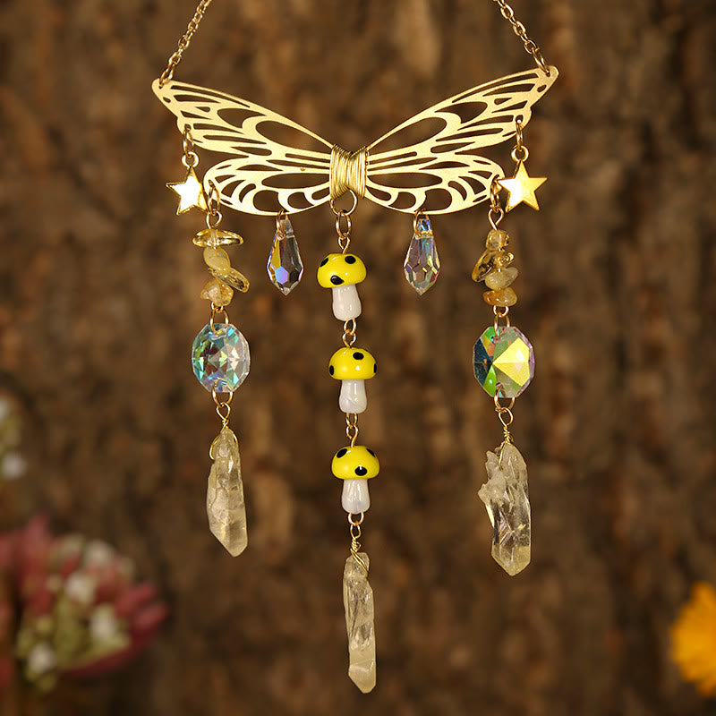 Carillon éolien attrape-soleil en forme d'ailes de papillon en cristal Olivenorma 