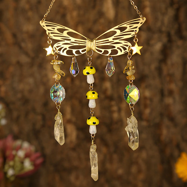 Carillon éolien attrape-soleil en forme d'ailes de papillon en cristal Olivenorma 