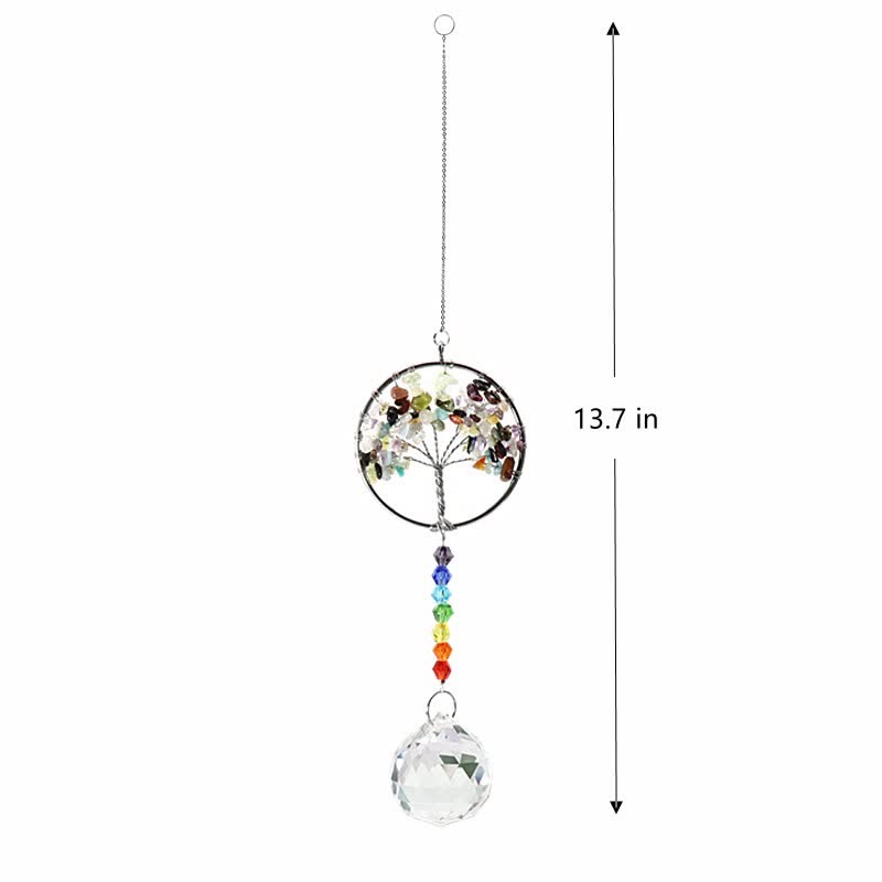 Attrape-soleil en cristal coloré représentant un arbre de vie