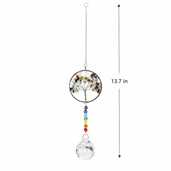 Attrape-soleil en cristal coloré représentant un arbre de vie