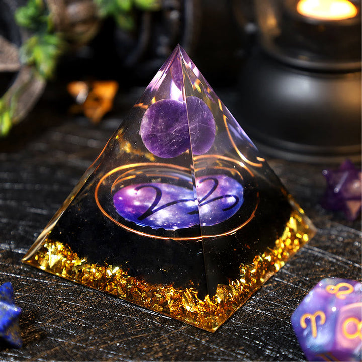 Boule d'améthyste Olivenorma Gravier d'obsidienne Pyramide d'orgone du zodiaque Bélier 