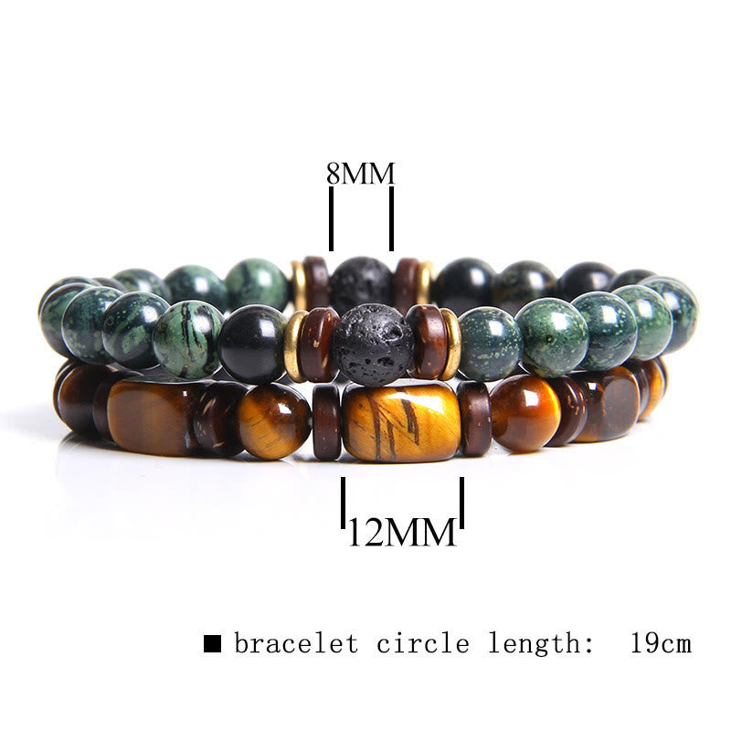 Ensemble de bracelets en pierre d'œil de tigre turquoise africaine Olivenorma