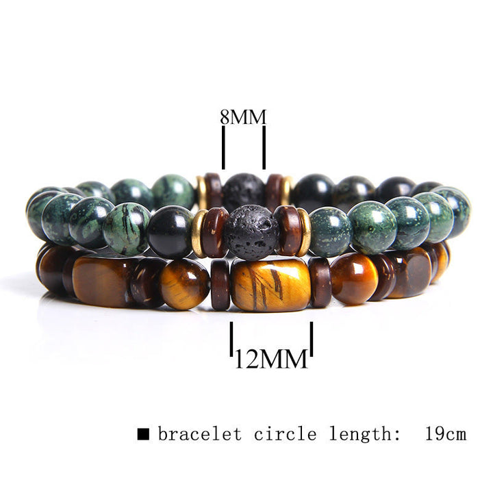 Ensemble de bracelets en pierre d'œil de tigre turquoise africaine Olivenorma