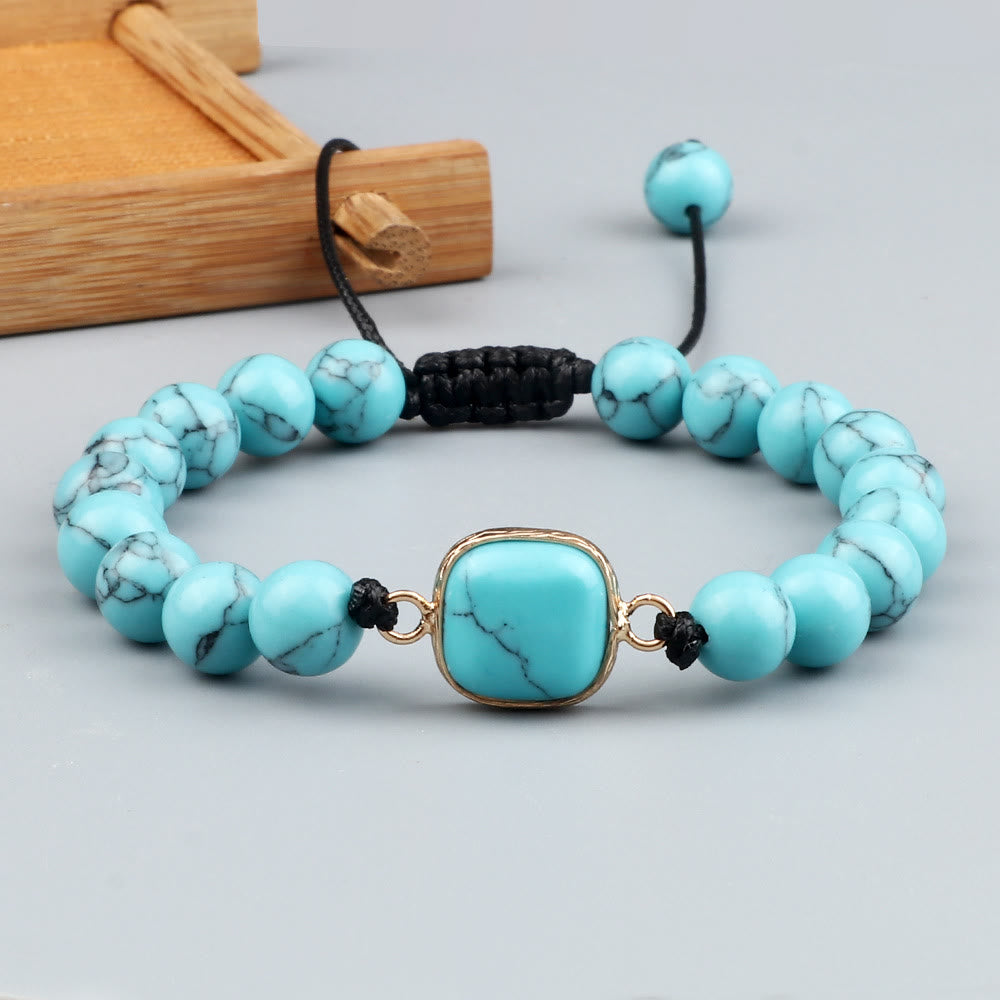 Bracelet en perles d'opalite avec pierre œil de chat Olivenorma