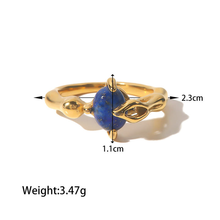 Ensemble de bagues vintage en acier titane et lapis-lazuli Olivenorma Court 