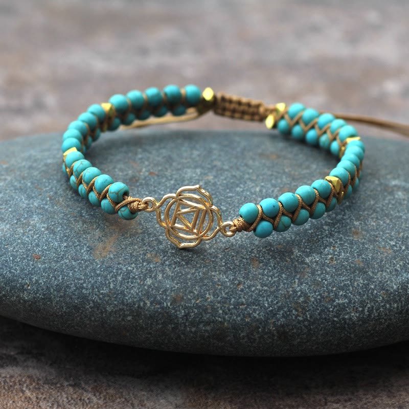 Bracelet enroulé double tressé en turquoise et blanc Olivenorma