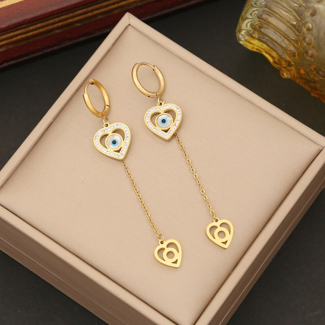 Collier et boucles d'oreilles Olivenorma en zircone turquoise avec mauvais œil 