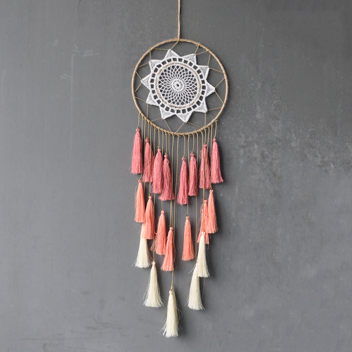 Pendentif attrape-rêves en dentelle tressée Olivenorma - Rose - image 2