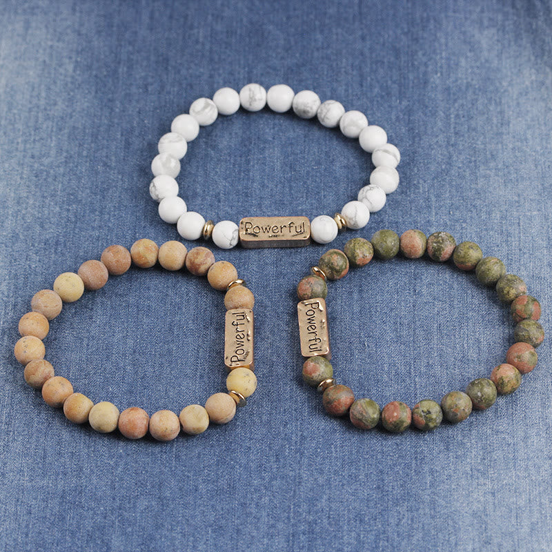 Bracelet de gravure puissant avec pierres précieuses naturelles Love Olivenorma 