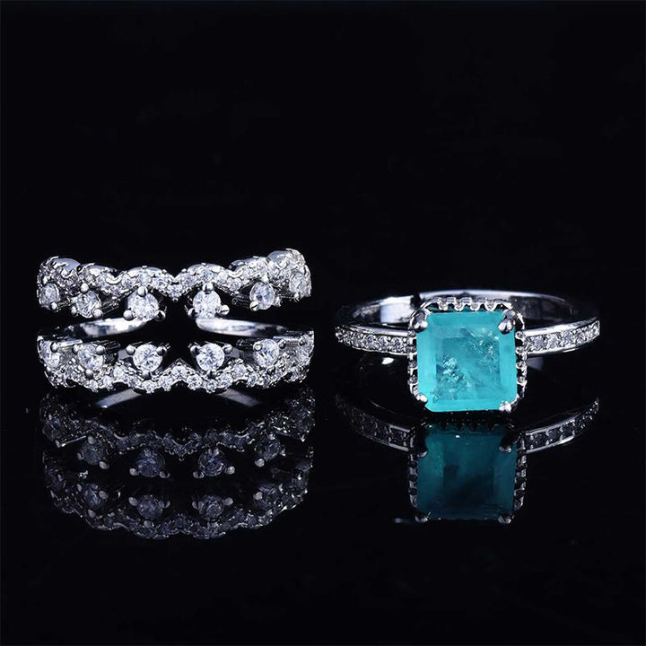 Ensemble de 2 bagues en tourmaline Paraiba Olivenorma