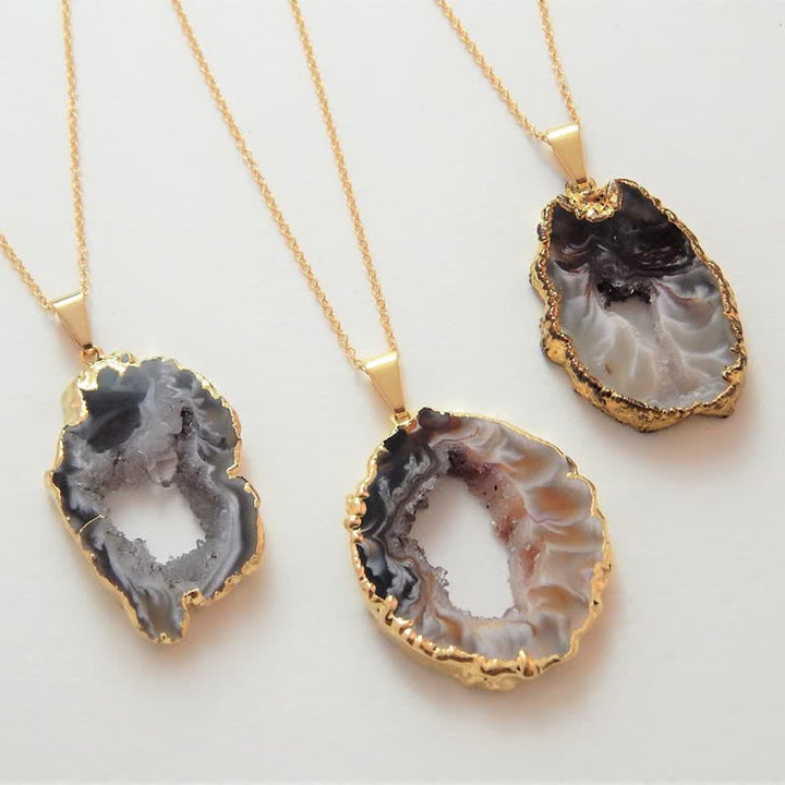 Collier en géode d'agate naturelle Olivenorma