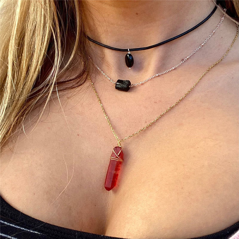 Collier de guérison en cristal rouge Olivenorma 