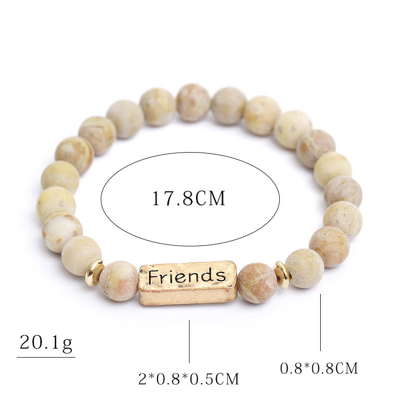 Bracelet gravé Amis en pierres précieuses naturelles Olivenorma