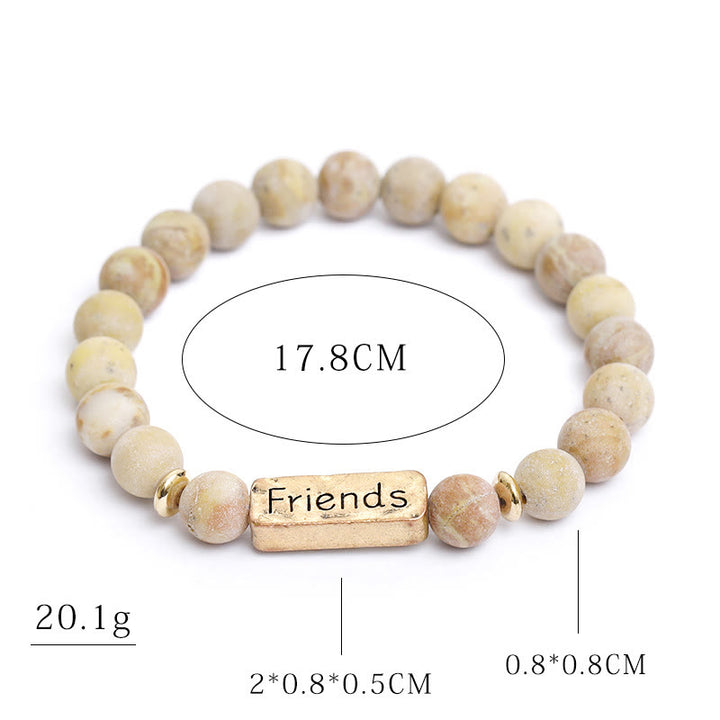 Bracelet gravé Amis en pierres précieuses naturelles Olivenorma