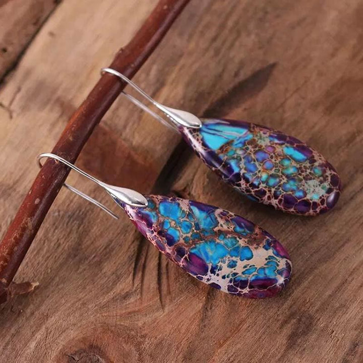 Boucles d'oreilles Olivenorma en forme de goutte avec pierre empereur