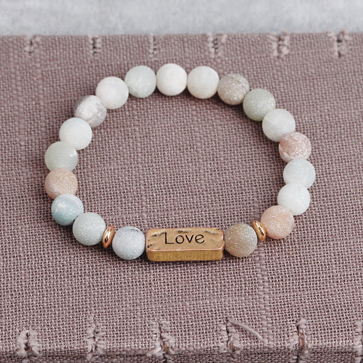Bracelet de gravure puissant avec pierres précieuses naturelles Love Olivenorma 