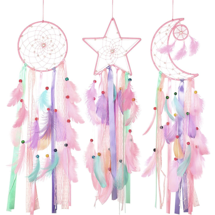 Olivenorma Lot de 3 attrape-rêves couleur macaron lune soleil étoile