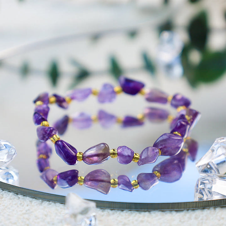 Bracelet artisanal en gravier de cristal irrégulier Olivenorma 