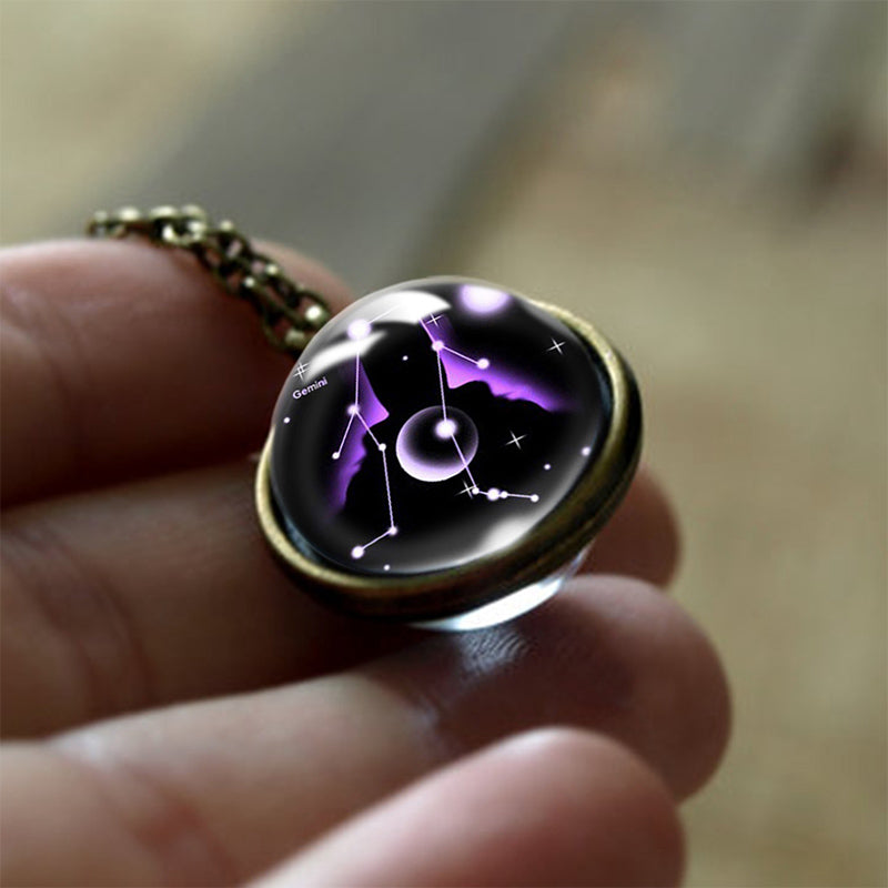 Collier de protection en verre Olivenorma avec 12 étoiles du zodiaque
