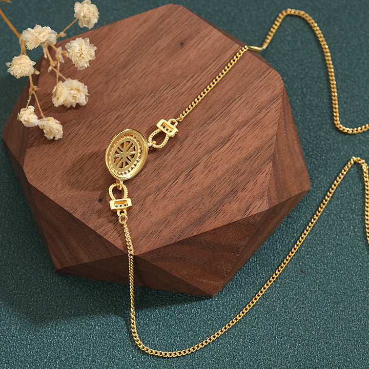 Collier rétro en pierre œil de tigre Olivenorma « Le livre de la galaxie »