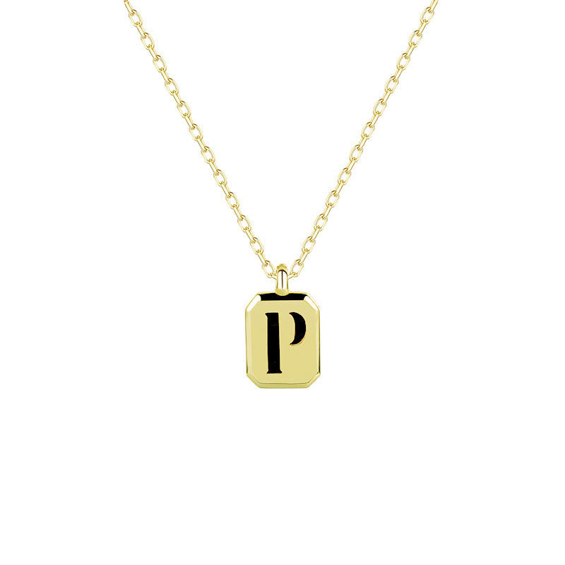 Collier Initiale Personnalisable en Or Olivenorma - Obsidienne - P - image 19