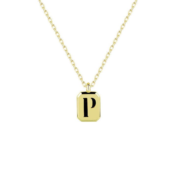Collier Initiale Personnalisable en Or Olivenorma - Obsidienne - P - image 19