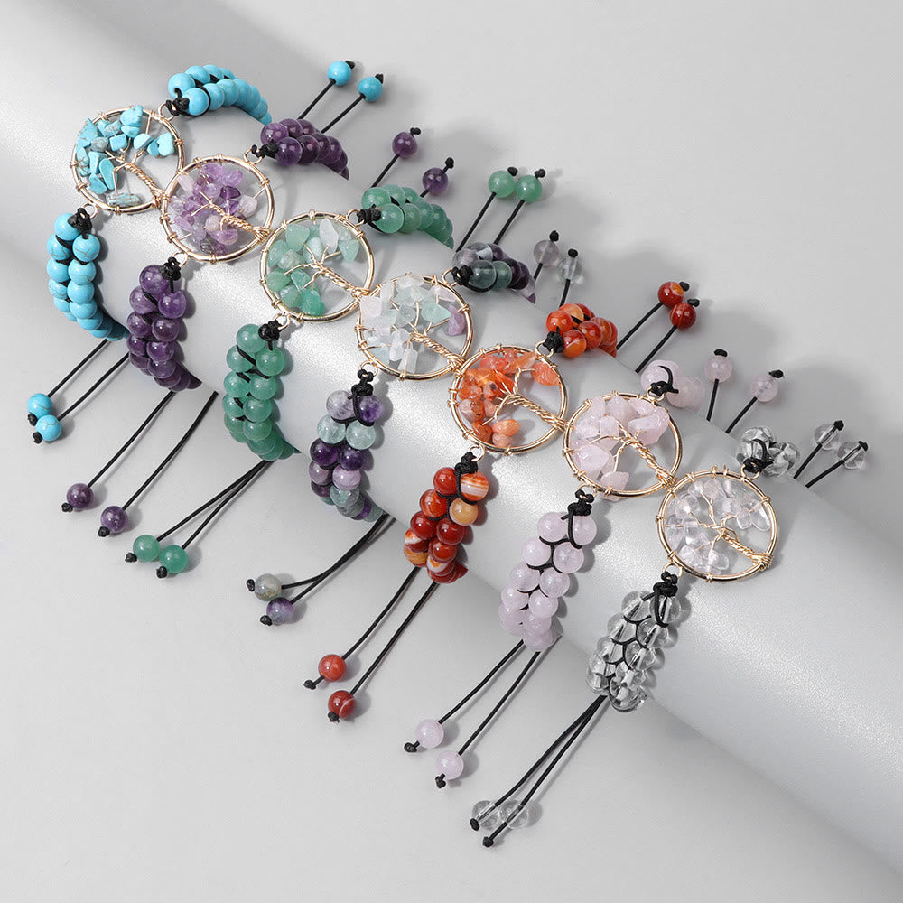 Bracelet Arbre de vie tressé double en perles de 6 mm Olivenorma