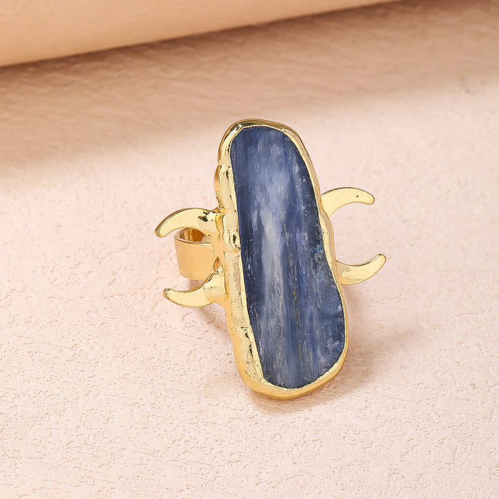 Bague ajustable de guérison à double lune en cyanite Olivenorma