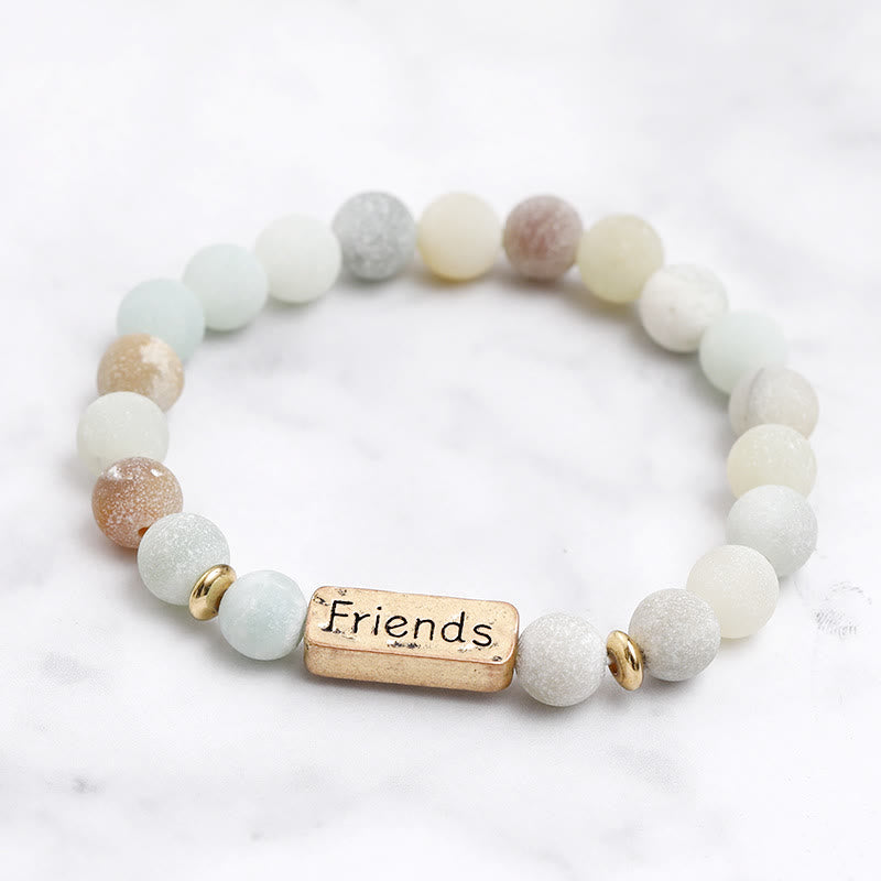 Bracelet gravé Amis en pierres précieuses naturelles Olivenorma