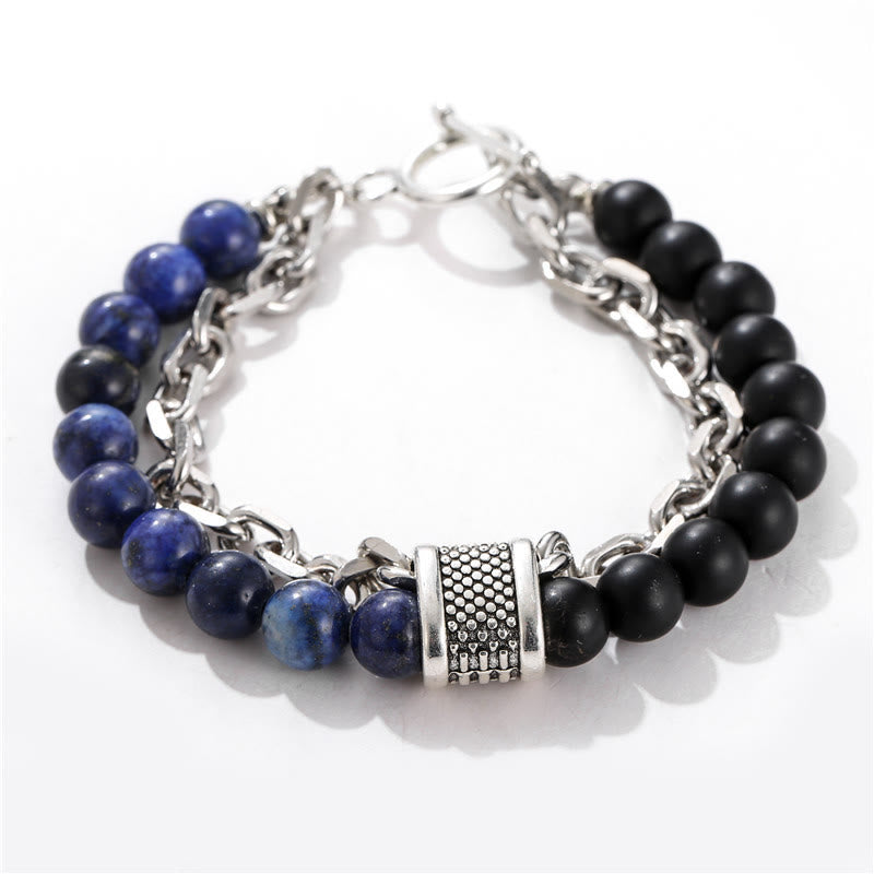 Bracelet pour homme Olivenorma Punk Frosted Stone Combinaison Forme géométrique 