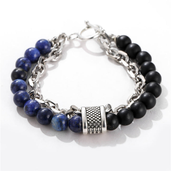 Bracelet pour homme Olivenorma Punk Frosted Stone Combinaison Forme géométrique 