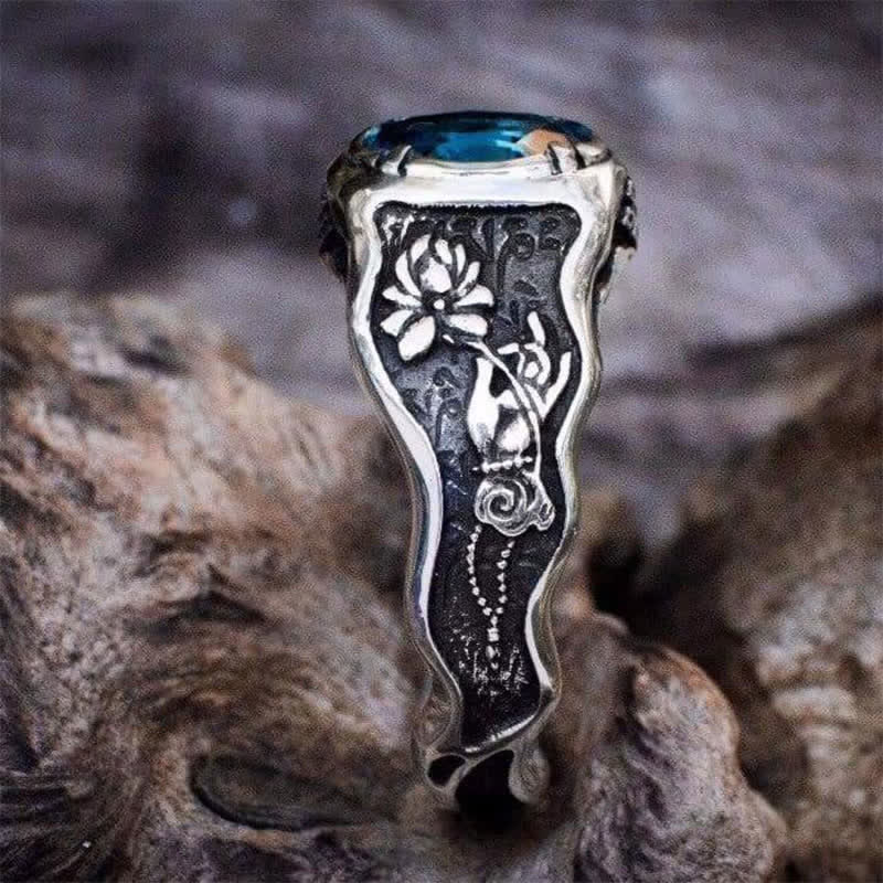 Olivenorma Buddhi Mudra - Bague topaze bleue suisse 