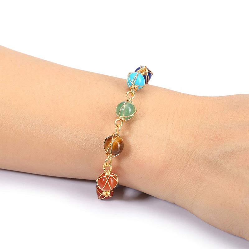 Bracelet de yoga réglable couleur or naturel Chakra
