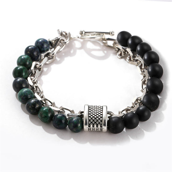 Bracelet pour homme Olivenorma Punk Frosted Stone Combinaison Forme géométrique 
