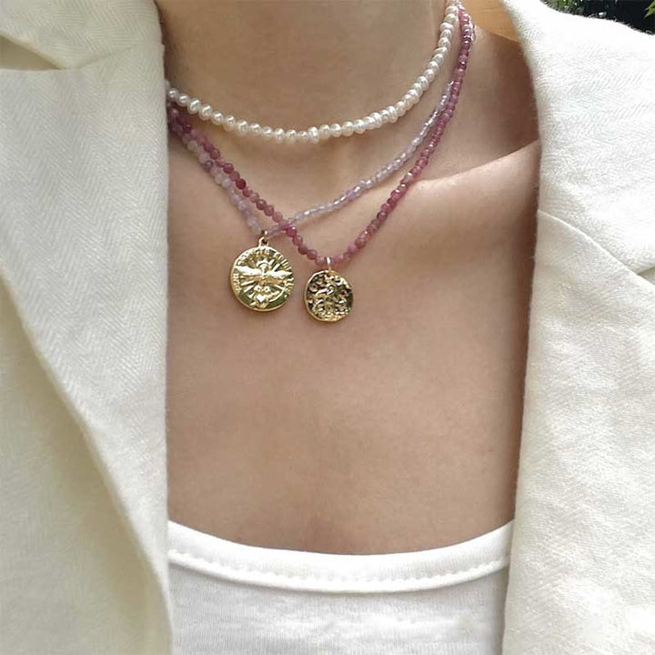 Collier avec pendentif en métal et cristal naturel Olivenorma