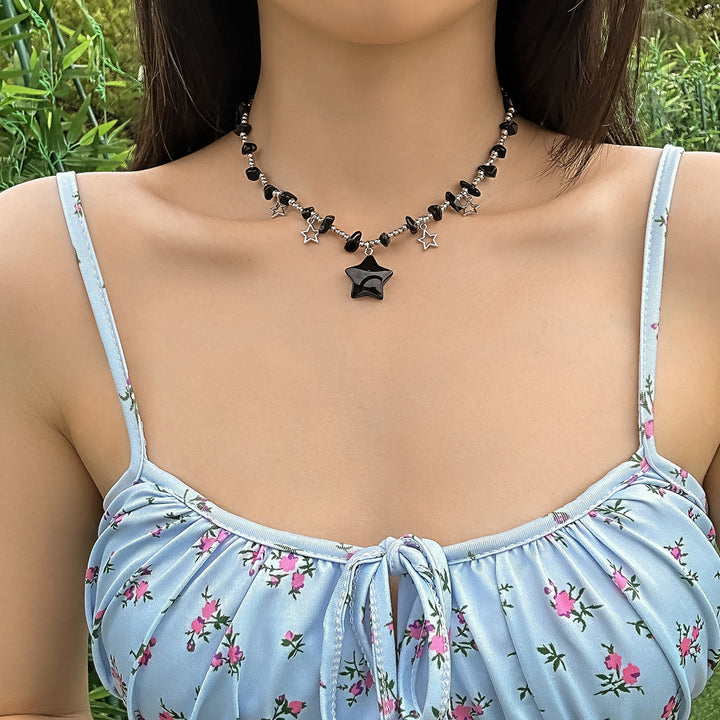 Collier ras du cou à pampilles en cristal et étoile de Bohême Olivenorma