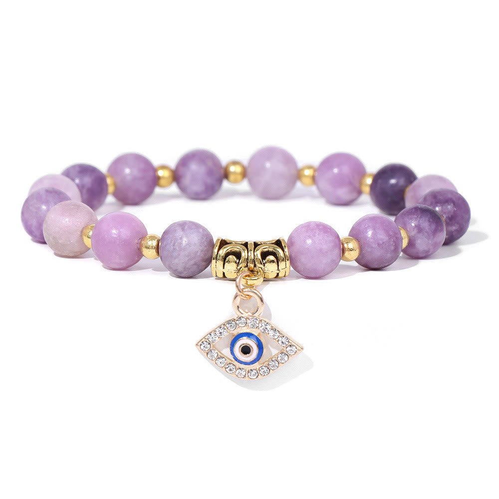 Bracelet pendentif mauvais œil en perles de pierre naturelle Olivenorma