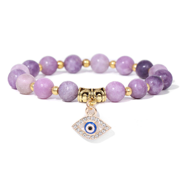 Bracelet pendentif mauvais œil en perles de pierre naturelle Olivenorma