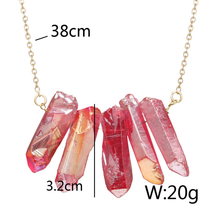 Collier pendentif en cristal naturel brut de couleurs mélangées Olivenorma 