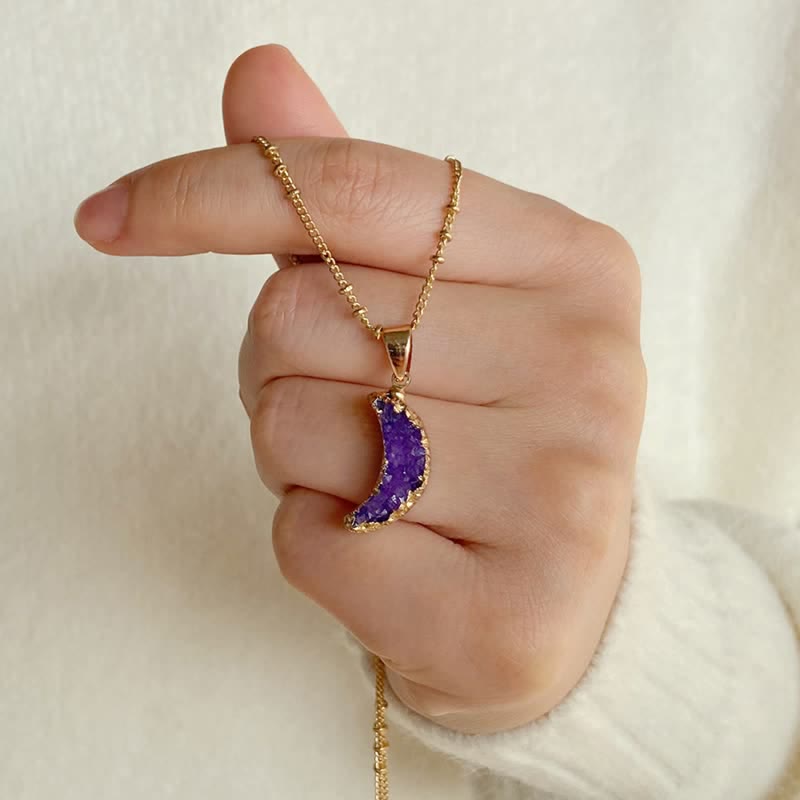 Collier croissant de lune en cristal naturel Olivenorma