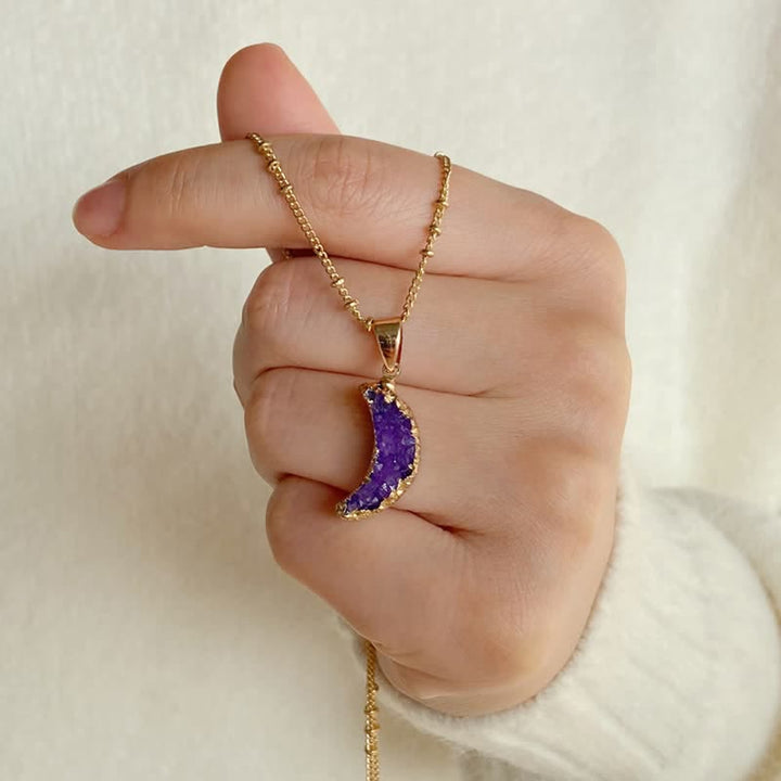Collier croissant de lune en cristal naturel Olivenorma