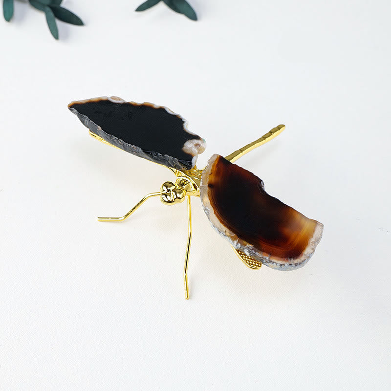 Tranches d'agate naturelle Olivenorma Décoration en pierres précieuses en forme de libellule