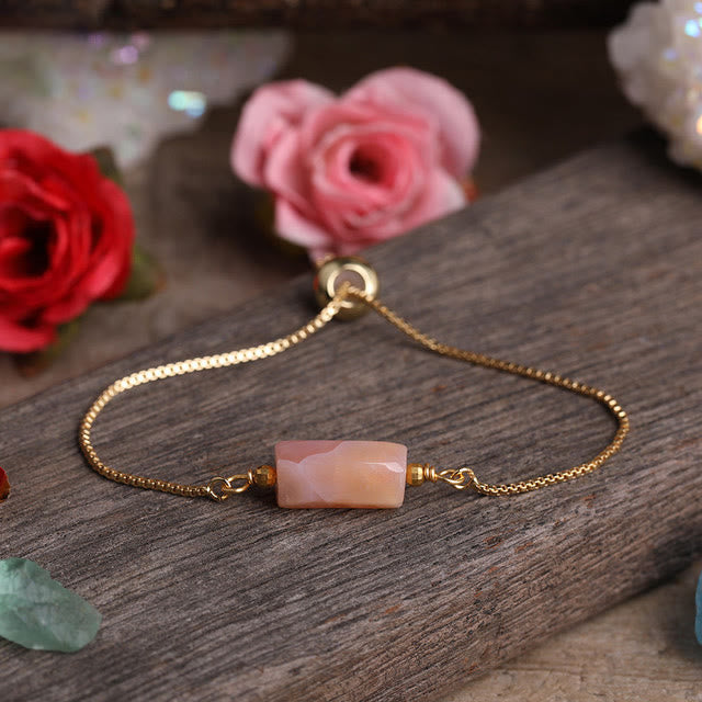 Bracelet chaîne en métal avec pierres prismatiques en cristal naturel Olivenorma