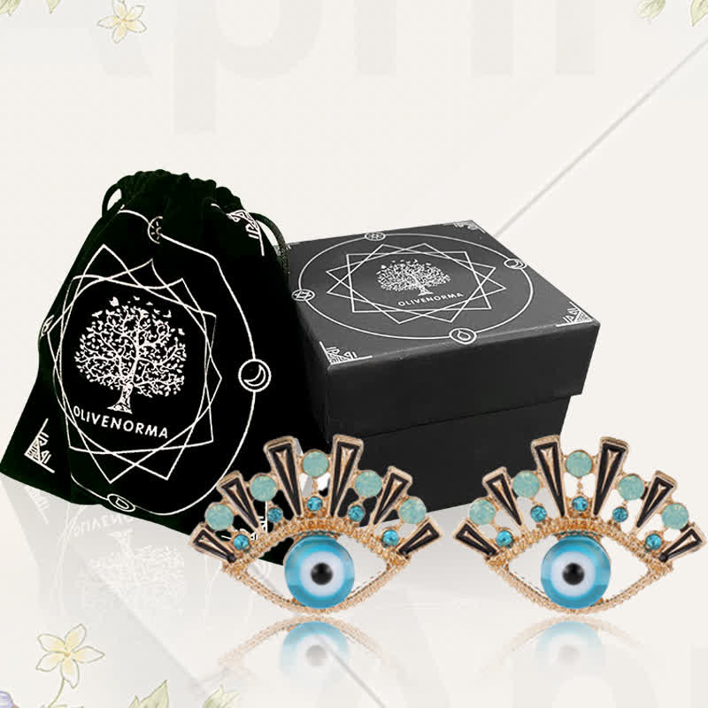 Olivenorma « Eye of Doom » - Boucles d'oreilles paon créatives en saphir